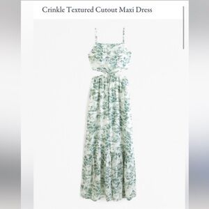 Abercrombie & Fitch White and Green Botanical Cutout Maxi Dress Preppy L Resortw